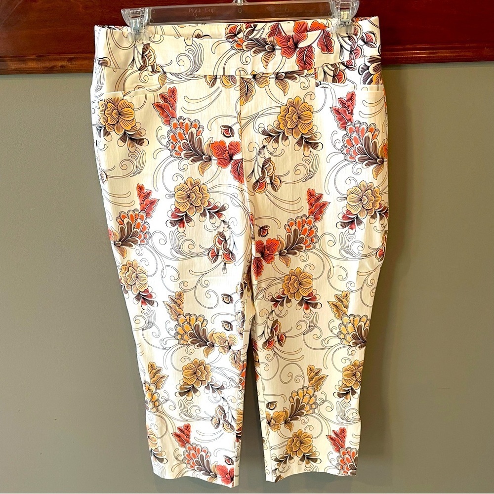 Chico's Floral Petite Ankle Pants - Cream, Orange, Red

[90]